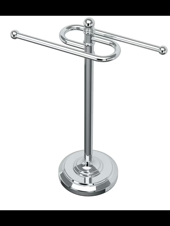 Other - Chrome Double Arm Towel Rack Stand - Polished Silver